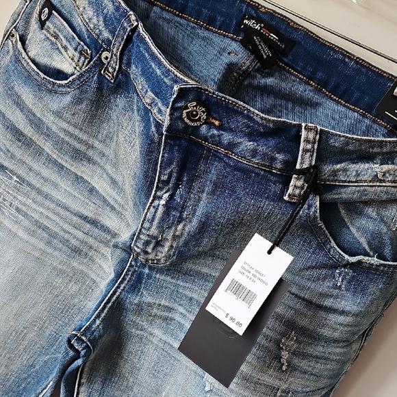 Men's Blue Distressed Jeans Tall Length. Size 36x34 - Picture 9 of 14